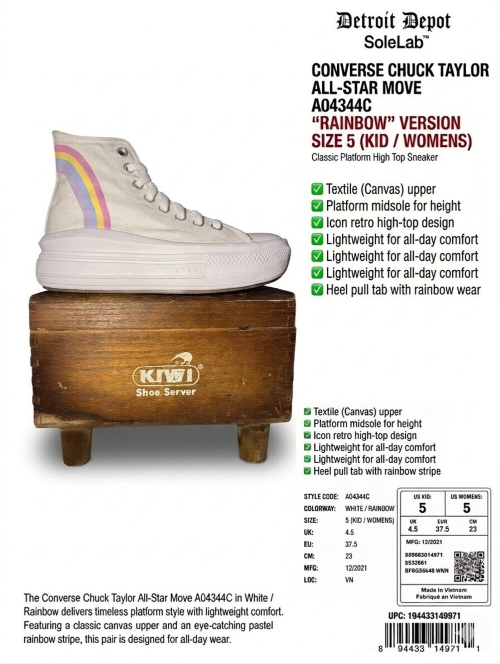 Converse All Star Move Rainbow Platform A04344C Women 5